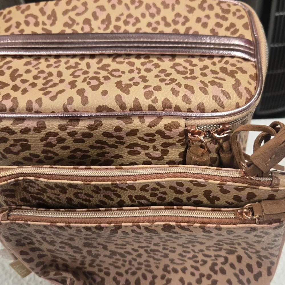 Cheetah Print Train Case & Clutch Set includes extra makeup bags and a brush set - Picture 2 of 8